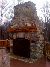 Stone outdoor fireplace 